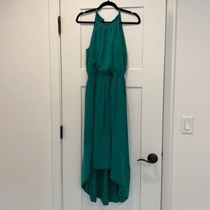 Banana Republic High Neck High-Low Emerald Dress